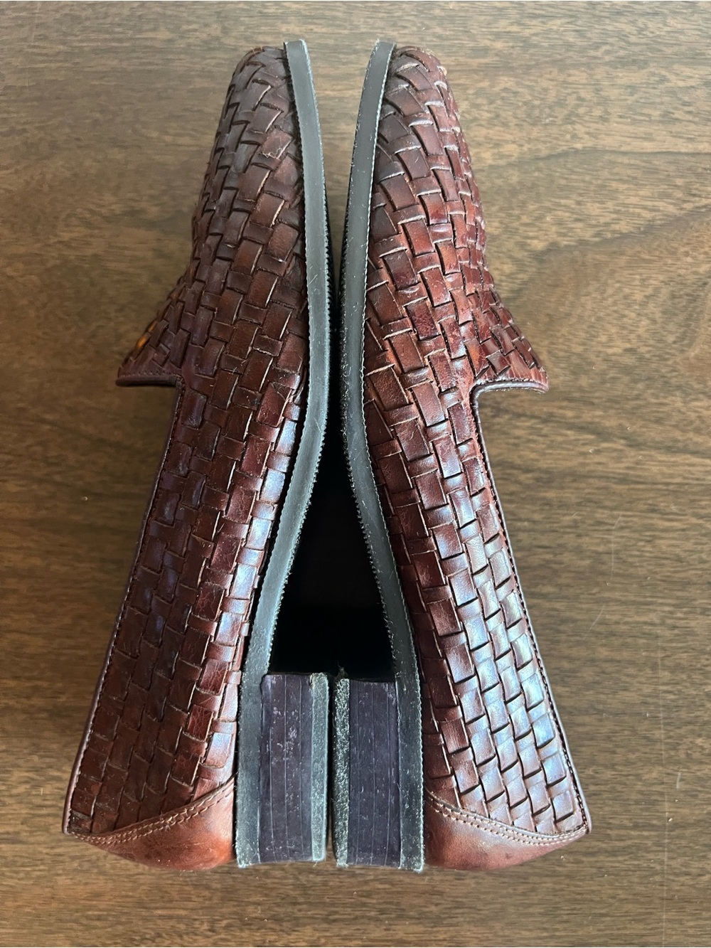 Vintage G.H. Bass & Co Women’s 6.5 M Woven Leather Loafers Brown Made in Brazil - Picture 7 of 10